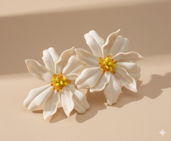 Boucle d'oreille grosse fleur.